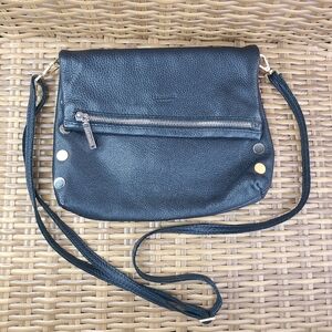 Hammitt Black Pebbled Leather Crossbody Bag Gold Silver Stud Accents Hardware